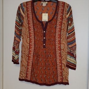 Lucky Brand Tunic Boho Top paisley M